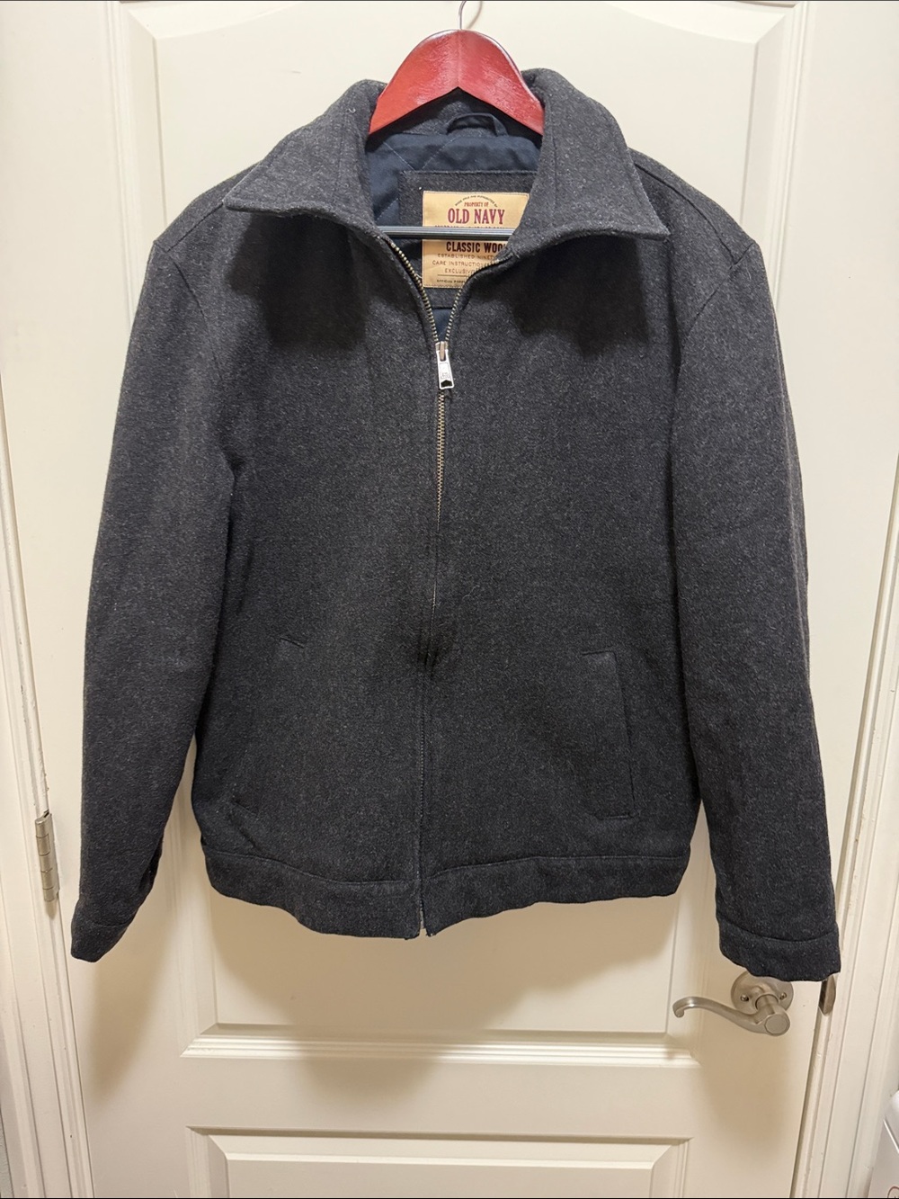 Old Navy Men's Charcoal Zip-Up Pea Coat